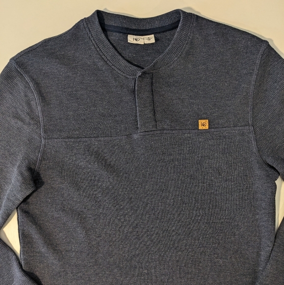 tentree Long Sleeve Waffle Henley Shirt | Heathered Blue | Small | EUC - Picture 3 of 13